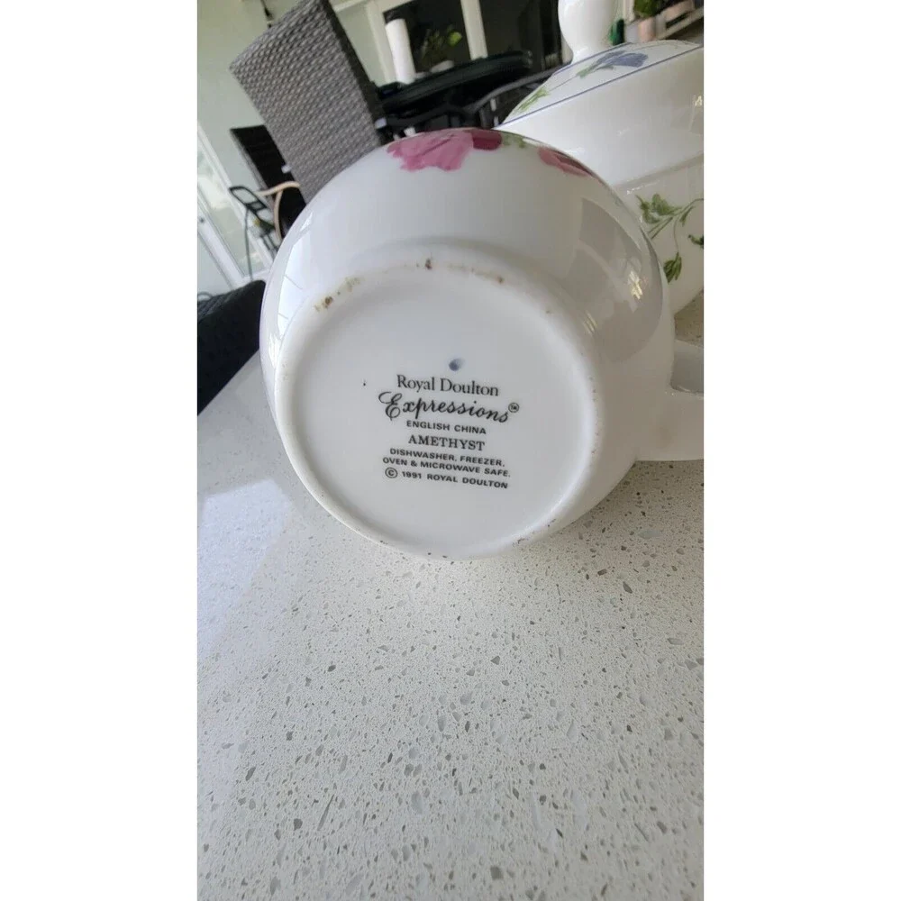 ROYAL DOULTON AMETHYST COVERED SUGAR BOWL & CREAMER -  1105G